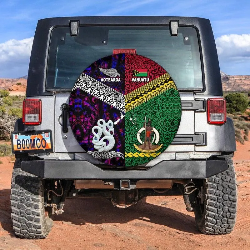 Vanuatu And New Zealand Spare Tire Cover Together - Purple LT8