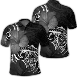 Hawaii Map Turtle Hibiscus Divise Polynesian Polo Shirt - AH