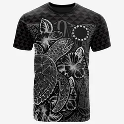 Cook Islands T Shirt - Cook Islands Flag Turtle Hibiscus Black