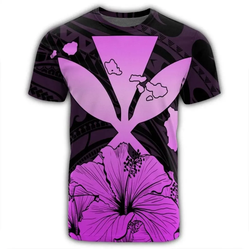 Alohawaii Tee - Hawaiian Kanaka T-Shirt Hibiscus Polynesian Love - Pink - AH - JR