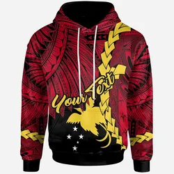 Papua New Guinea Polynesian Custom Personalised Hoodie - Tribal Wave Tattoo Flag Color