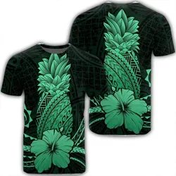 Alohawaii Tee - Hawaii Polynesian Pineapple Hibiscus T-shirt Green - AH - J4R