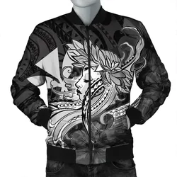 Alohawaii Jacket - Hawaiian Map Hula Girl Hibiscus Kanaka Polynesian Bomber Jacket - White - AH - J4R