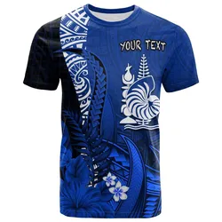 (Custom Personalised) New Caledonia T Shirt Nautilus Blue Polynesian Hibiscus LT13