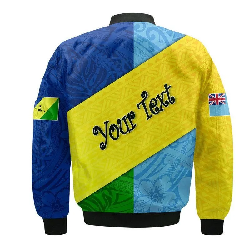 (Custom Personalised) Malampa Fiji Day Bomber Jacket Polynesian Line Arty Style LT9