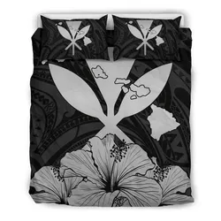 Alohawaii Home Set - Hawaiian Kanaka Bedding Set Hibiscus Polynesian Love Gray J1