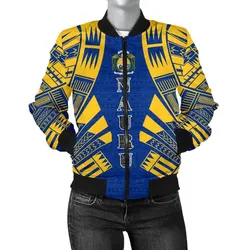 Nauru Women Bomber Jacket - Polynesian Tattoo Flag - BN0110