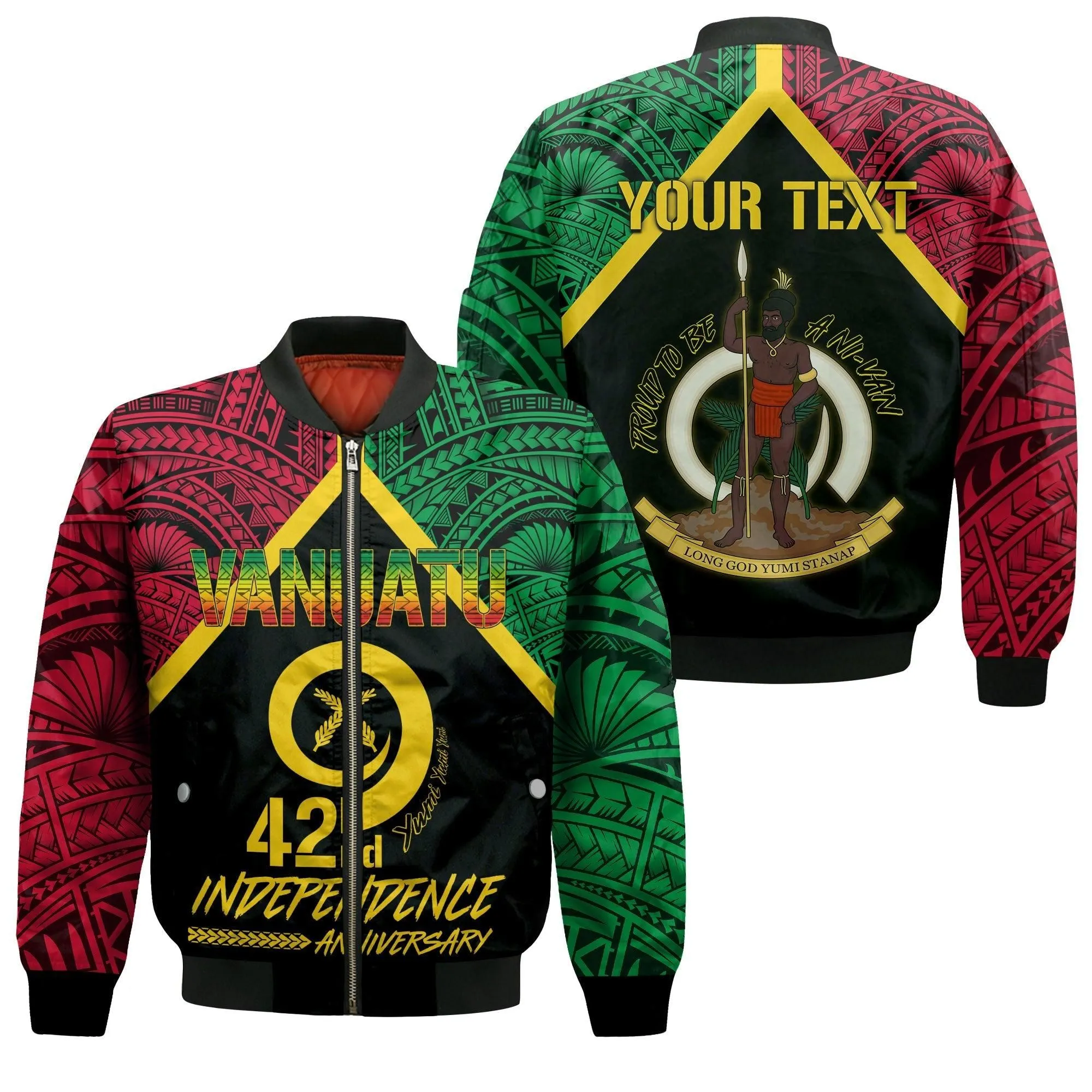 Personalised Vanuatu Bomber Jacket 42nd Independence Anniversary LT7