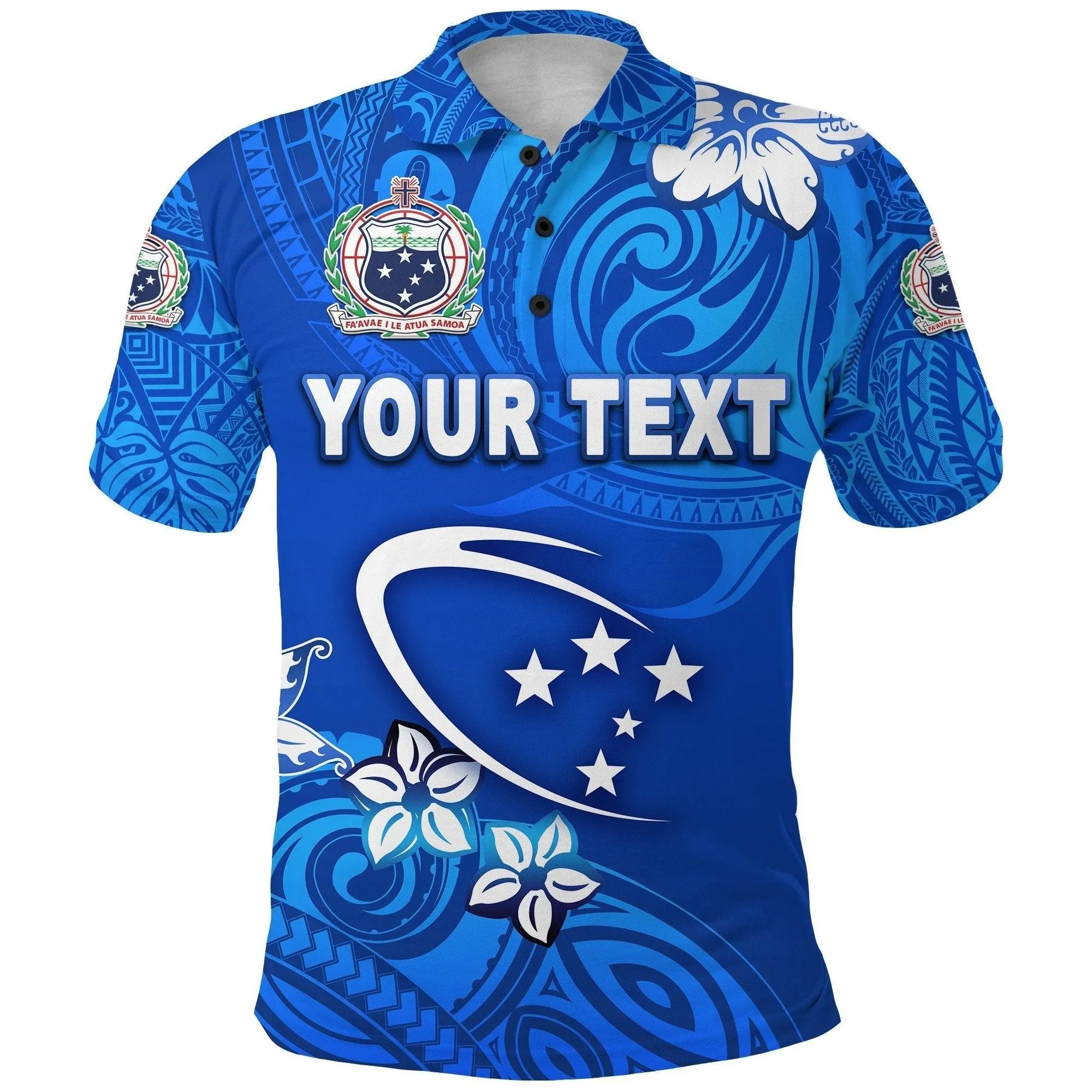 (Custom Personalised) Manu Samoa Rugby Polo Shirt Unique Vibes - Full Blue