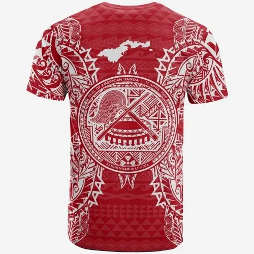 American Samoa All T Shirt - Samoa Coat Of Arms Map Polynesian Tattoo Red White