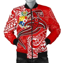 FamilyGaterJacket - Bomber Jacket Tonga - Red Shark Polynesian Tattoo - BN18