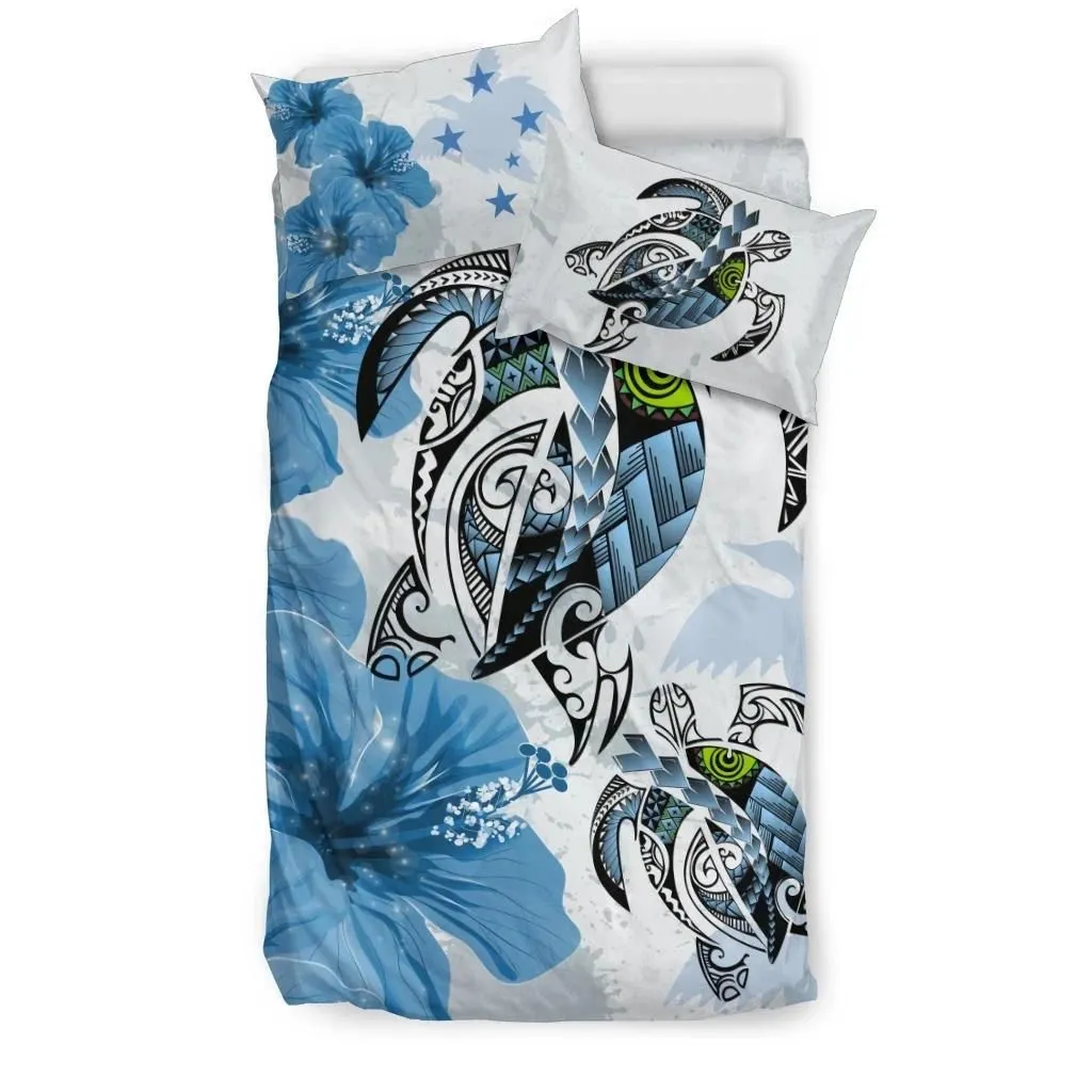 Alohawaii Bedding Set - Cover and Pillow Cases Papua New Guinea - Polynesia Turtle Hibiscus Blue A24