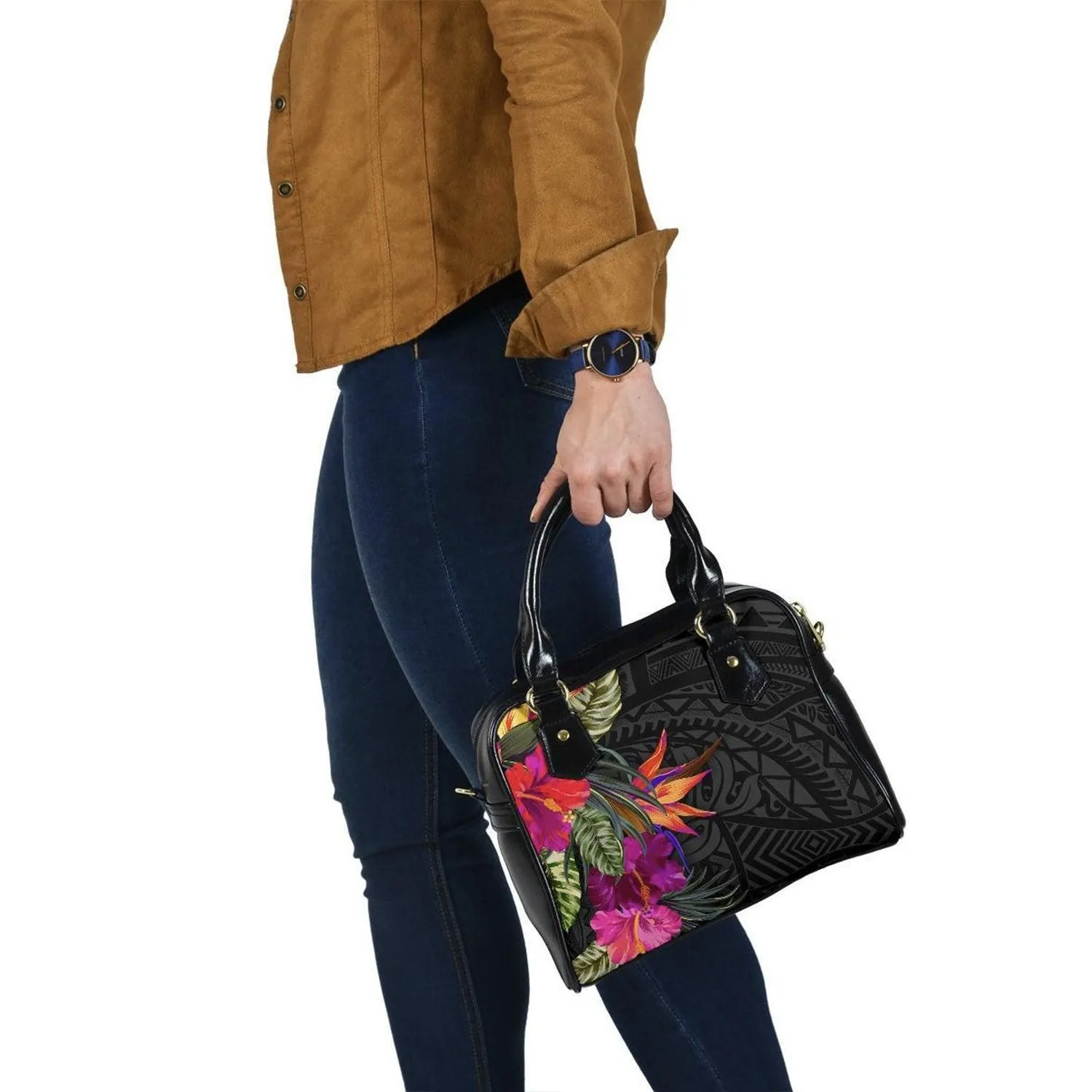 Polynesian Shoulder Handbag - Hibiscus Pattern