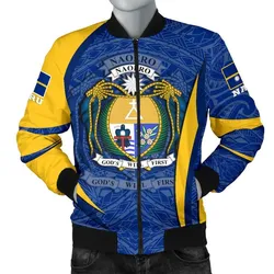 Nauru Polynesian Bomber Jacket Men - Nauru Spirit Blue