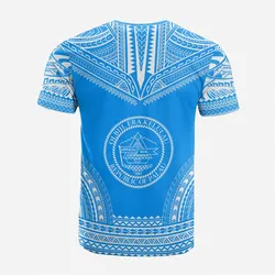 Palau Custom Personalised T shirt - Palau Seal Polynesian Chief Tattoo Light Blue Version