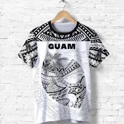 Guam Rugby T shirt Polynesian Patterns - White Lt16