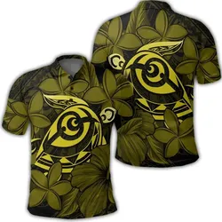 Alohawaii Shirt - Hawaiian Turtle Hibiscus Plumeria Kanaka Polynesian Polo Shirt Yellow - Soft Style - AH - J4R