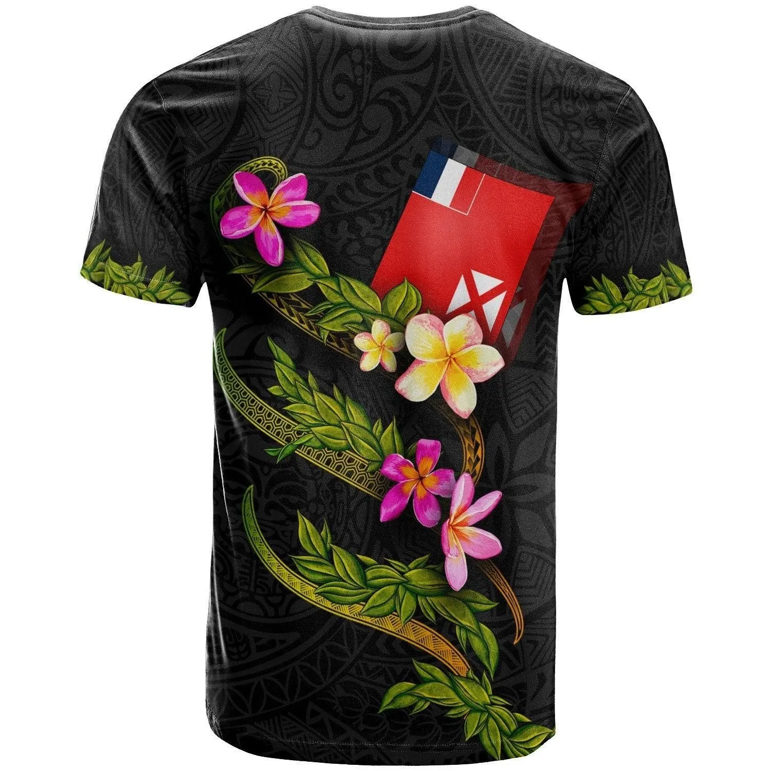 Wallis and Futuna Polynesian Custom Personalised T shirt - Plumeria Tribal