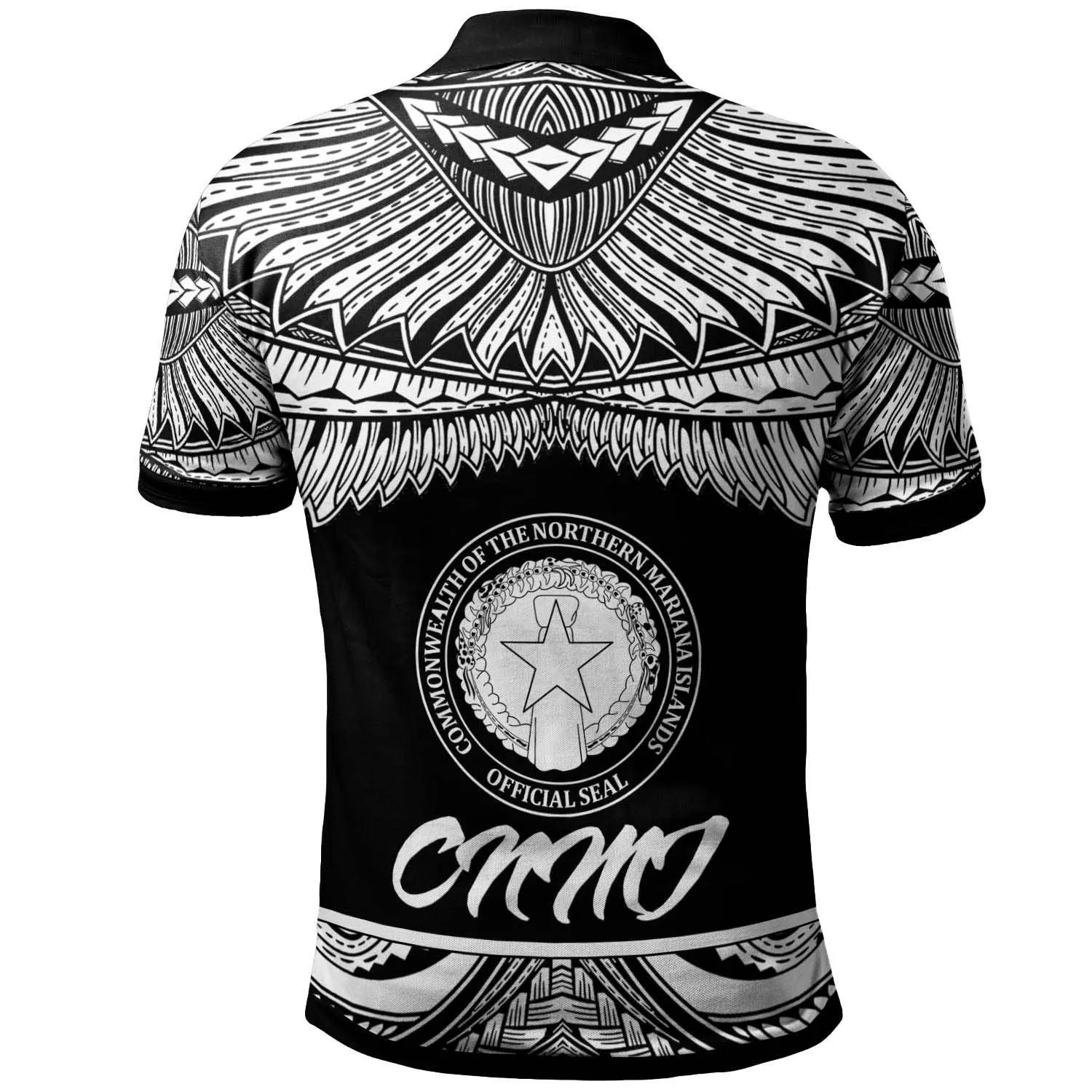 Northern Mariana Islands Polynesian Polo Shirt - Poly Tattoo White Version