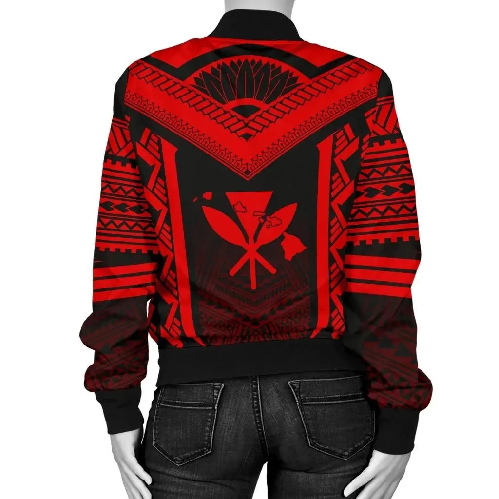 FamilyGaterJacket - Hawaiian Kanaka Polynesian Women's Bomber Jacket Active Red - AH - J77