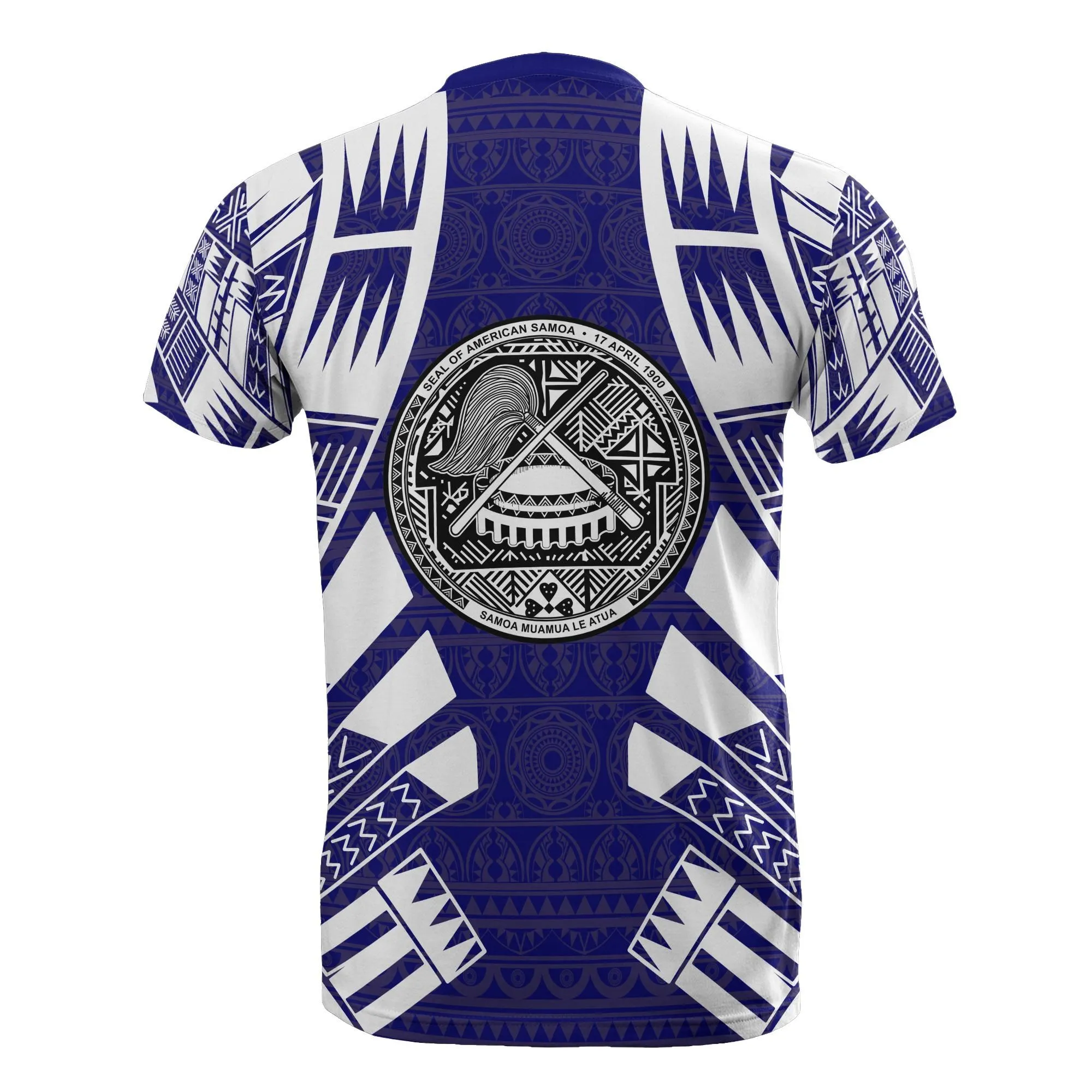 American Samoa T Shirt - American Samoa Seal Polynesian Tattoo Dark Blue Style