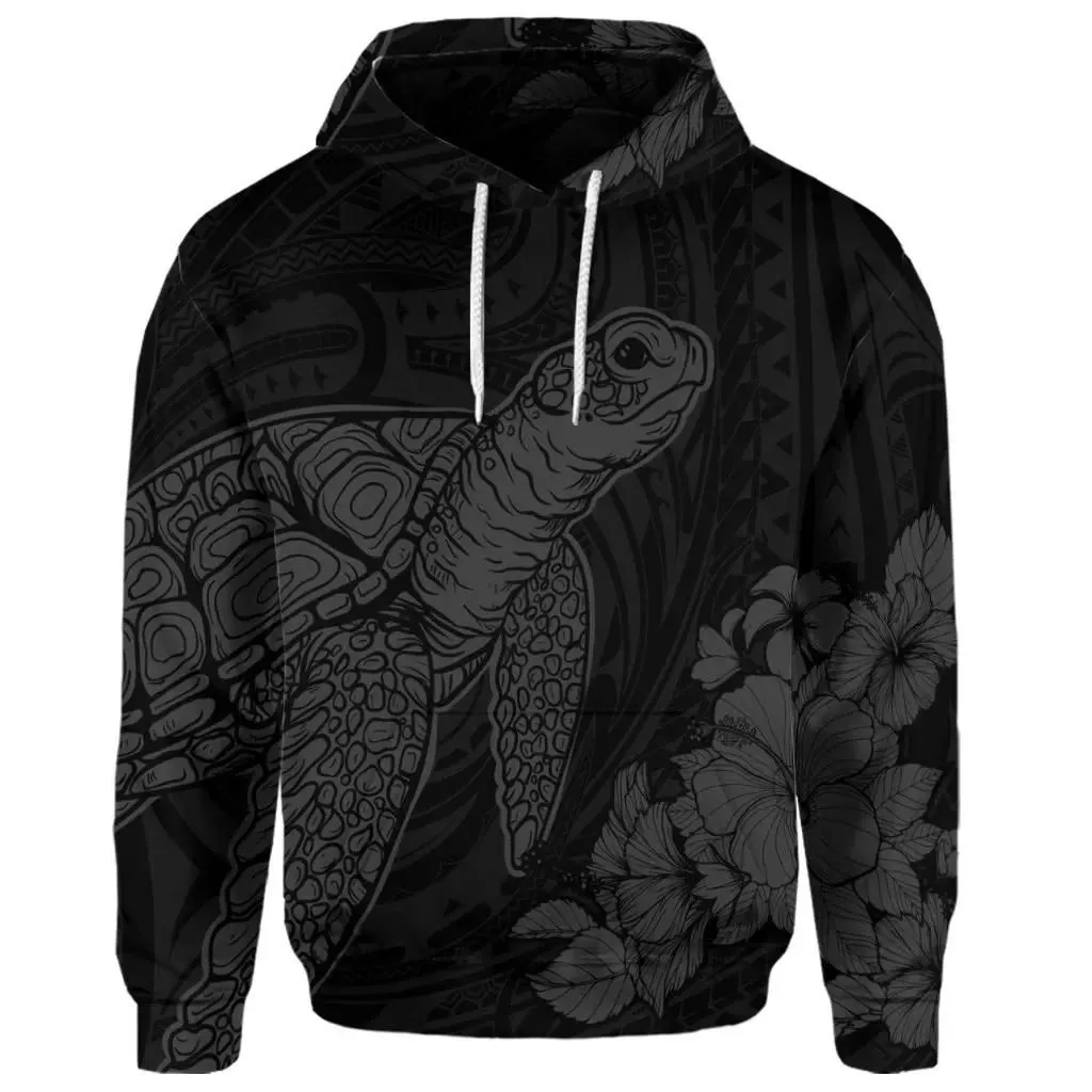 Alohawaii Hoodie - (Personalised) Hawaiian Hibiscus Memory Turtle Polynesian Hoodie Gray - AH - JR
