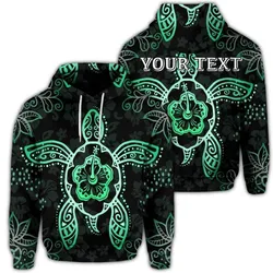 (Personalised) Hawaiian Turtle And Hibiscus Polynesian Hoodie Green