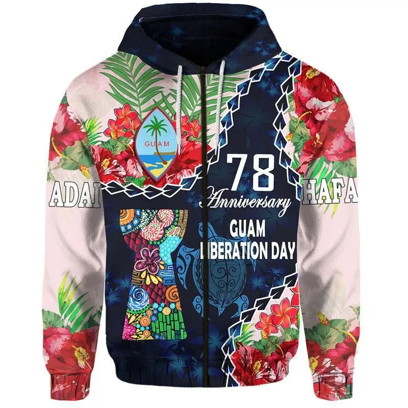 Guam Liberation Day Zip Up and Pullover Hoodie Latte Stone Hibiscus Painting LT9