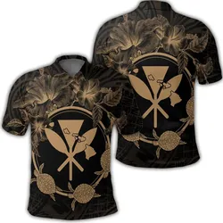 Hawaii Kanaka Turtle Hibiscus Polynesian Polo Shirt - Anthea Style Gold - AH