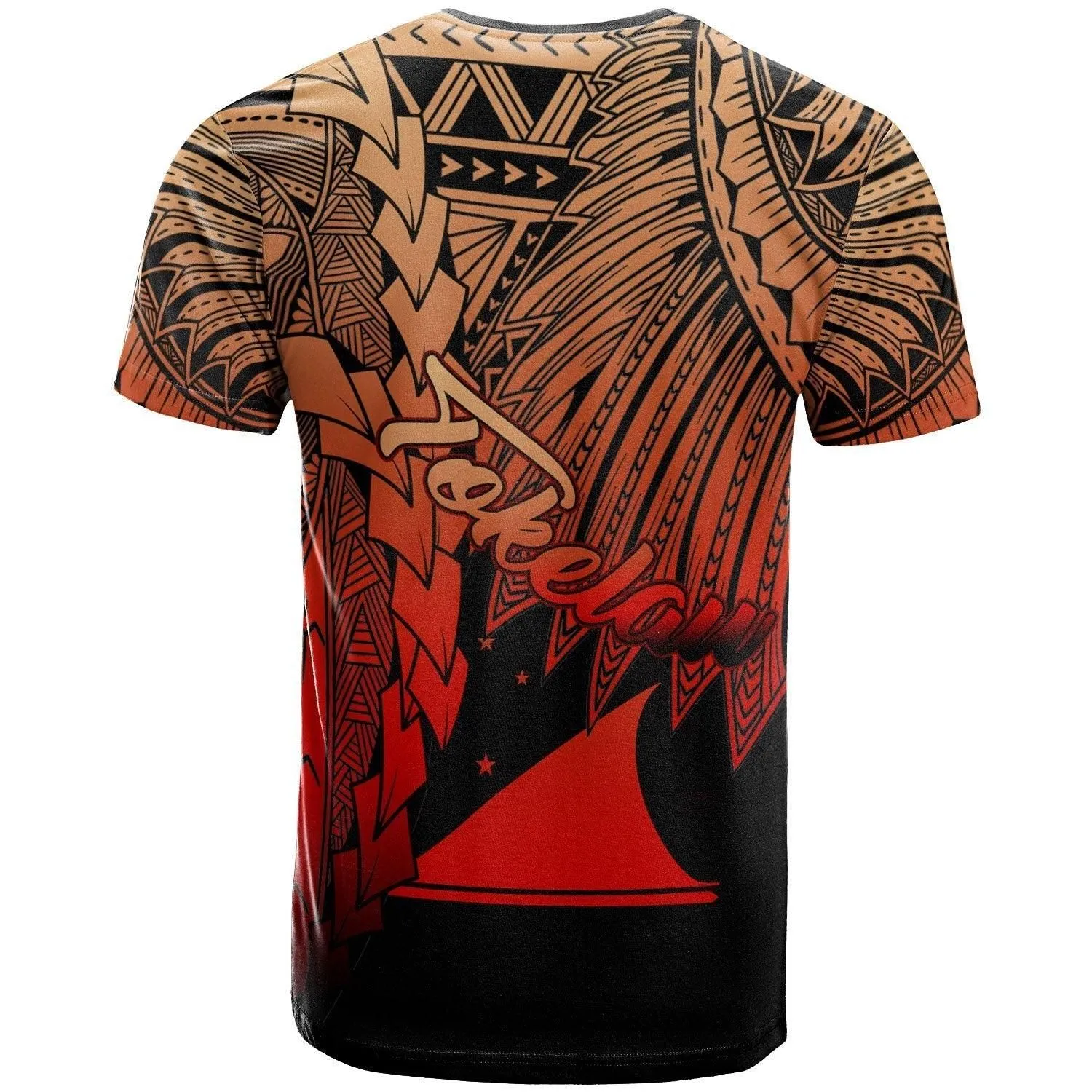 Tokelau Polynesian Custom Personalised T shirt - Tribal Wave Tattoo Red Ver 2
