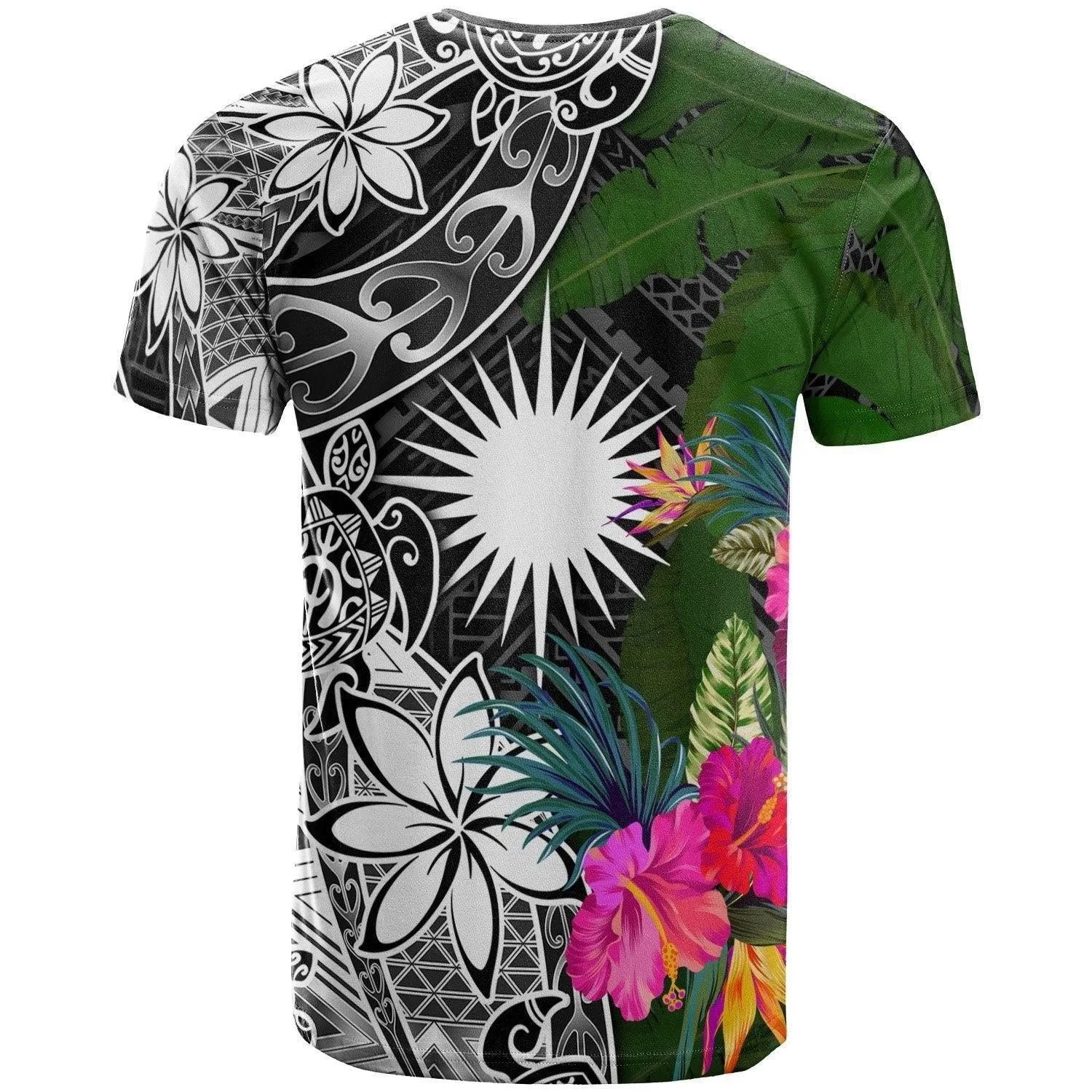 Marshall Islands T shirt - Turtle Plumeria Banana Leaf
