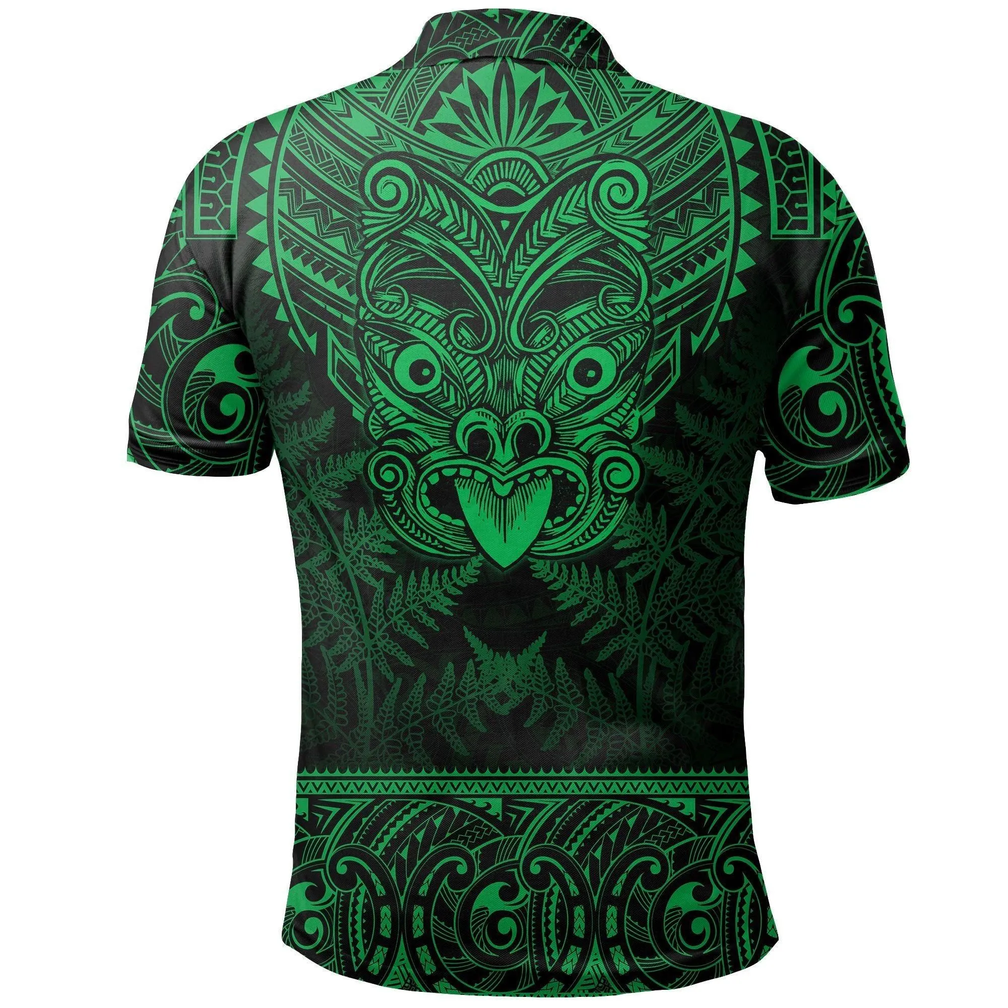 Polynesian Pride Polo Shirt - New Zealand Rugby Polo Shirt Maori Haka - Silver Fern (Green)
