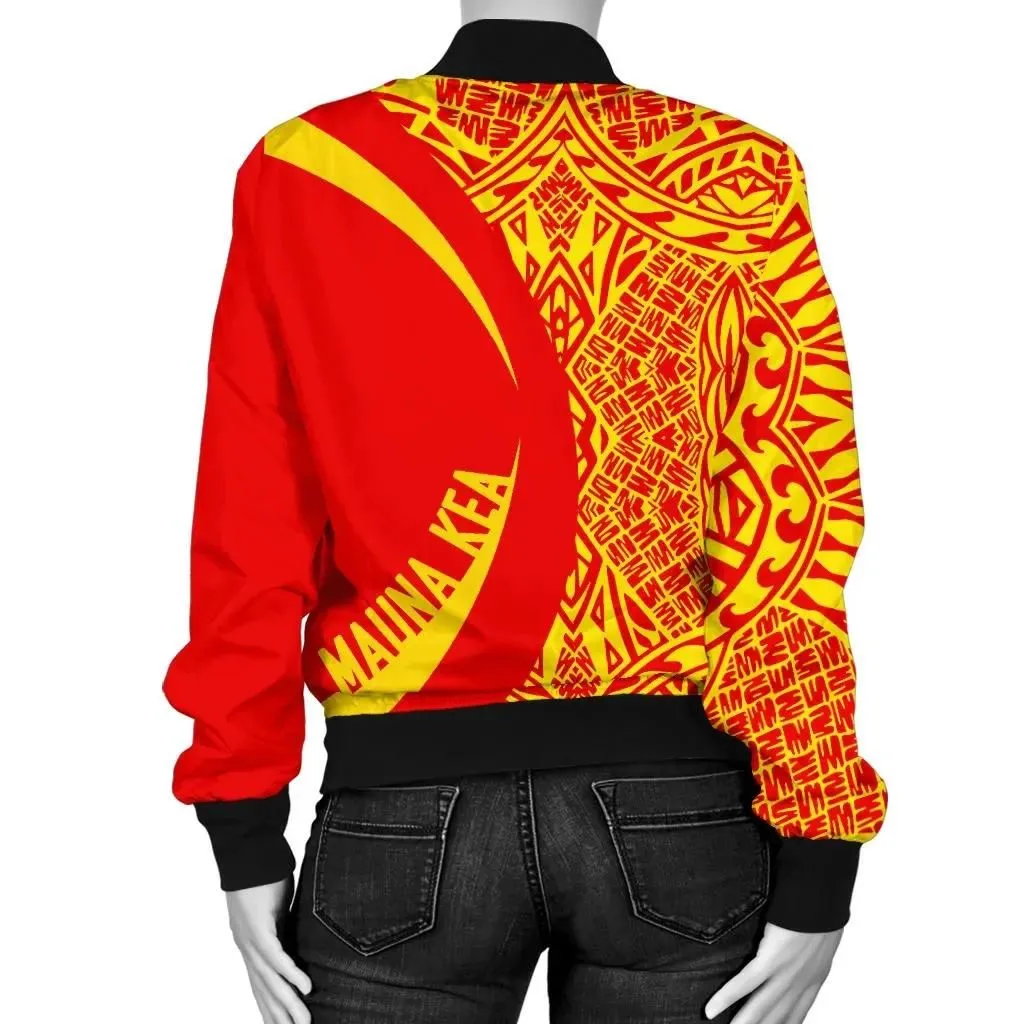 FamilyGaterJacket - Hawaiian Mauna Kea Polynesian Women's Bomber Jacket - Circle Style - AH - J9