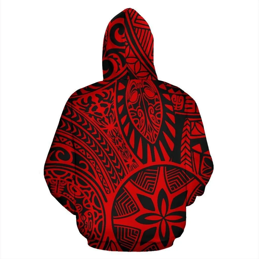 Hawaii Hoodie - Polynesian Hawaiian Style Tribal Tattoo Red Pullover