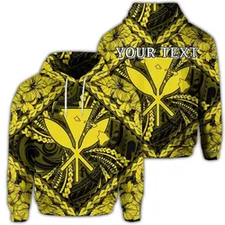 Alohawaii Hoodie - (Personalised) Hawaiian Map Kanaka Hibiscus Yellow Polynesian Hoodie - AH - JR