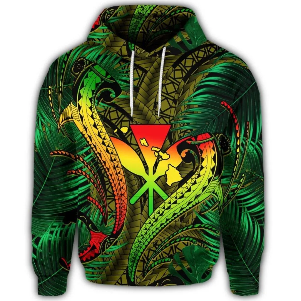 Hawaiian Shark Polynesian Tropical Hoodie - Reggae
