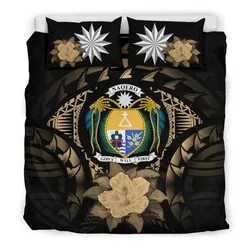 FamilyGater Bedding Set - Cover and Pillow Cases Nauru Brown Hibiscus A24