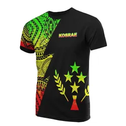 Kosrae Pattern T Shirt - Kosrae Flag Polynesian Tattoo Reggae Style