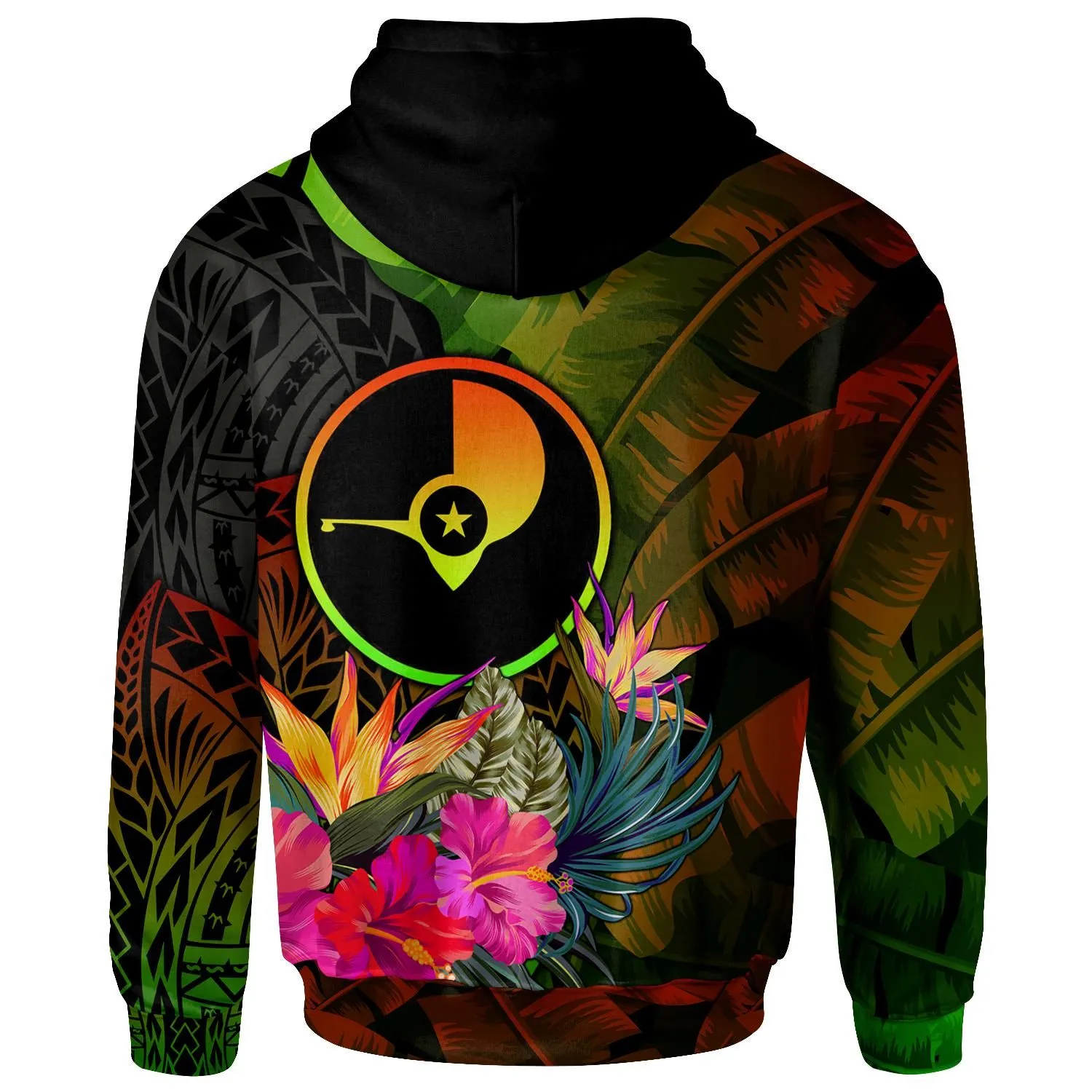 Yap Polynesian Personalised Hoodie - Hibiscus and Banana Leaves