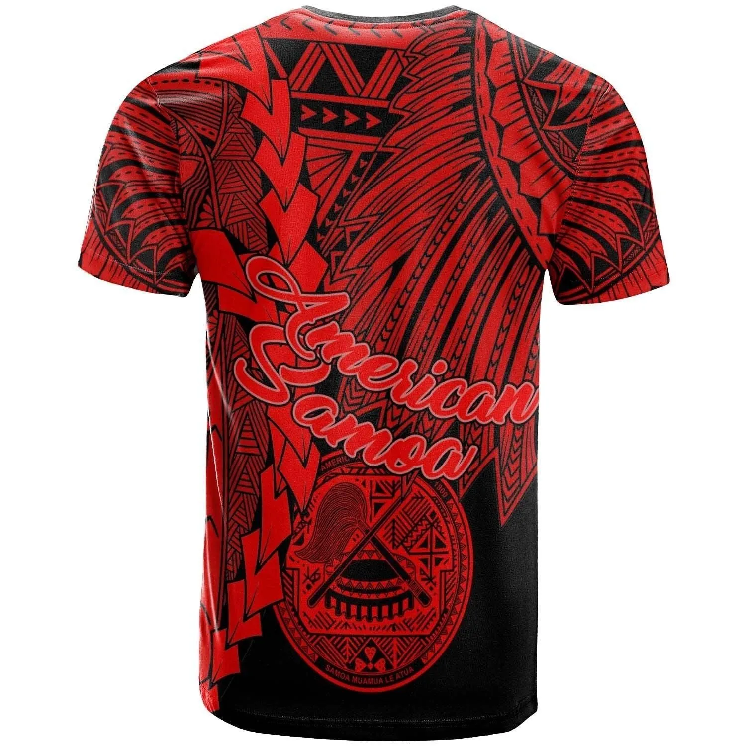 American Samoa Polynesian T Shirt - Tribal Wave Tattoo Red