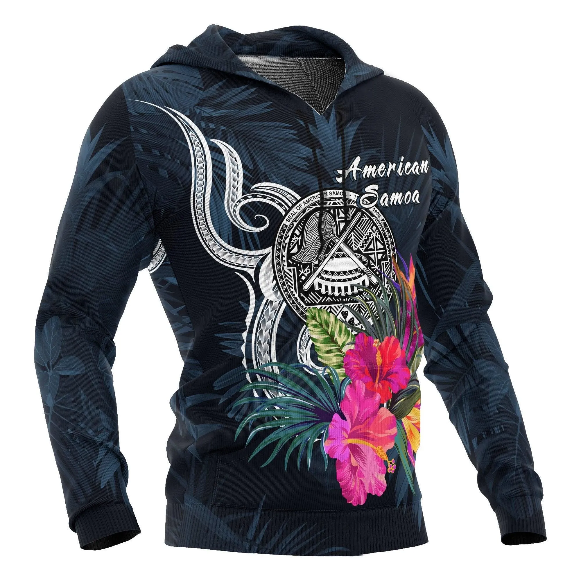 American Samoa Polynesian Hoodie - Tropical Flower