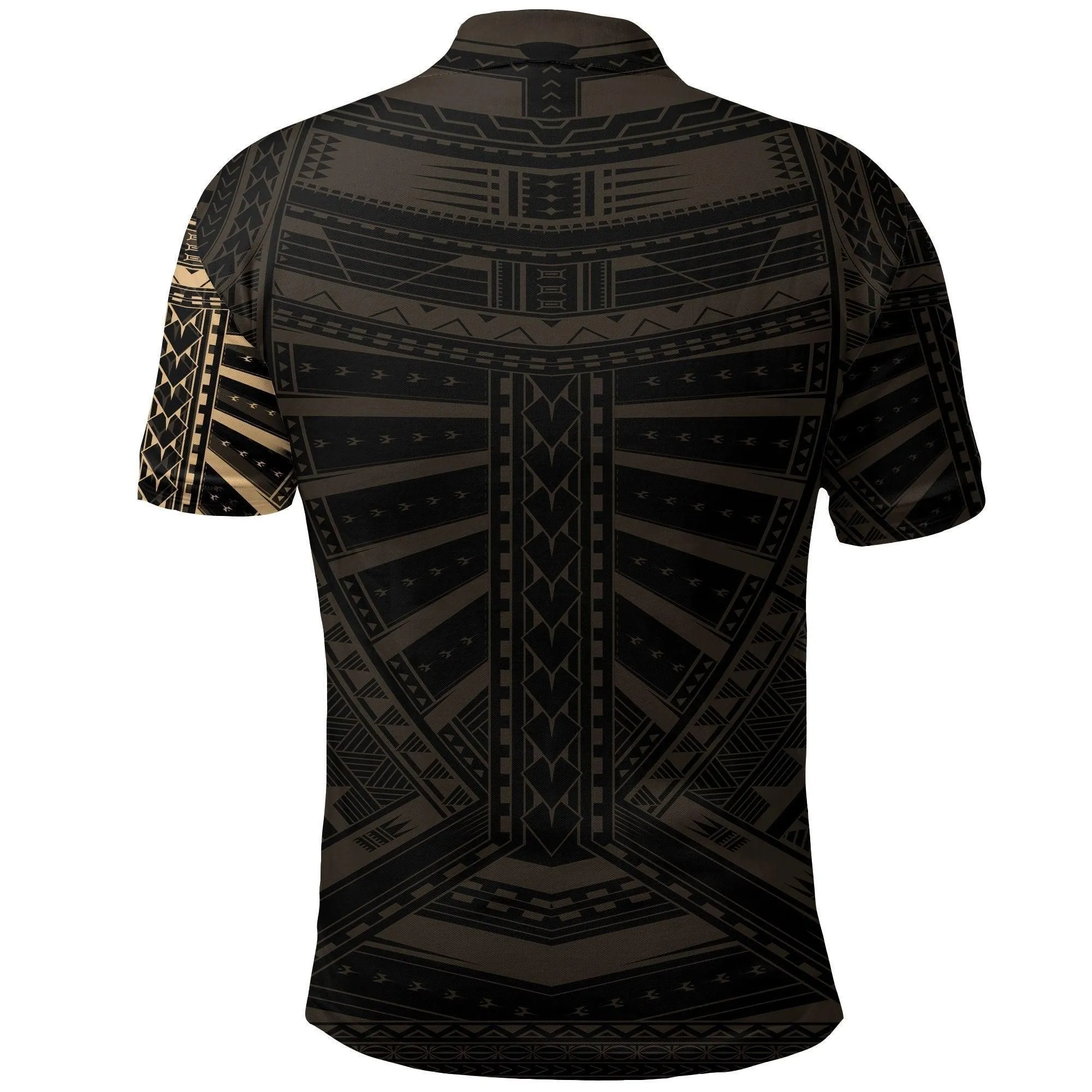 New Zealand Polo Shirt, Maori Samoan Polynesian Tattoo Golf Shirt - Gold