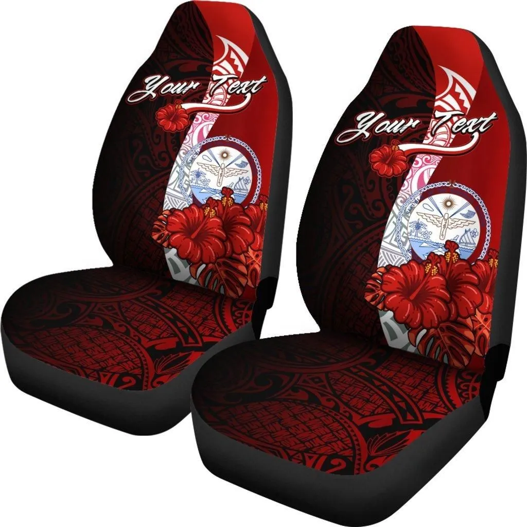 Marshall Islands Polynesian Custom Personalised Car Seat Covers - Coat Of Arm With Hibiscus