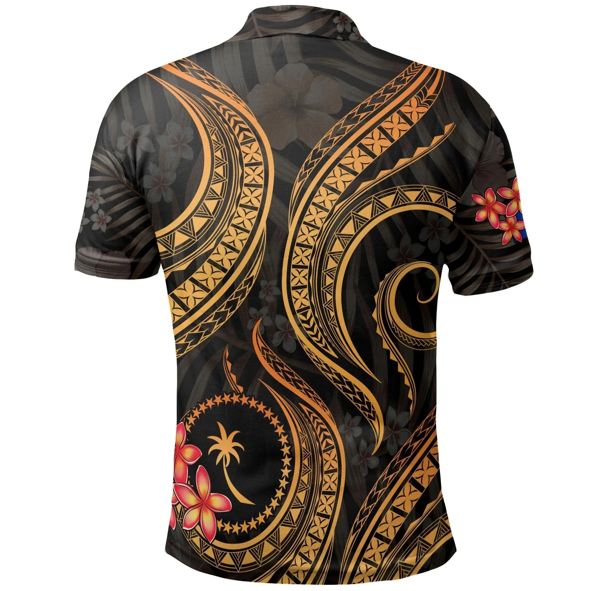 Chuuk Micronesian Polo Shirt - Gold Plumeria - BN11