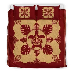 Hawaiian Turtle Hibiscus Monstera Polynesian Bedding Set