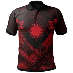 Marshall Islands Polynesian Polo Shirts - Marshall Islands Red Flag Camisole Hibiscus Style