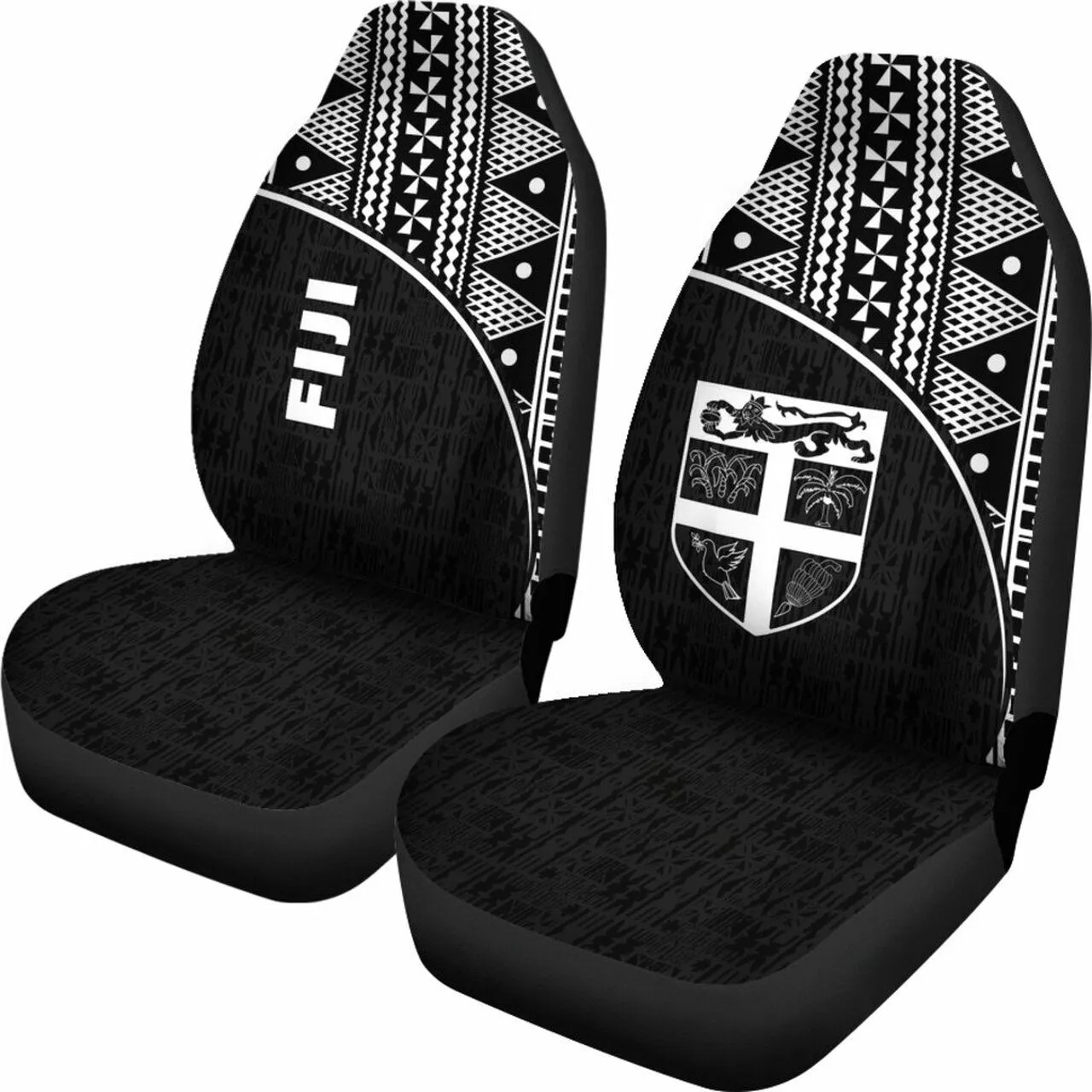 Fiji Tapa Car Seat Covers - Black Curve - Bn11