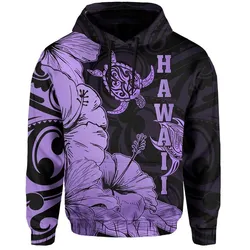 Hawaii Turtle Hoodie Polynesian Hibiscus Art Ver 2.0 Violet