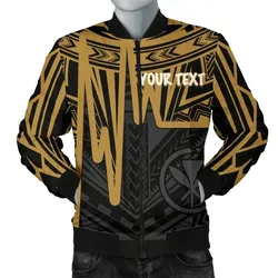 FamilyGater Jacket - Bomber Jacket Hawaii Personalised - Kanaka Maoli With Polynesian Pattern In Heartbeat Style (Gold) - BN25