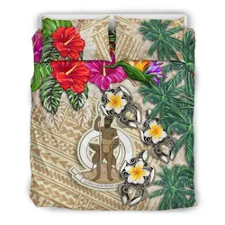 FamilyGater Bedding Set - Cover and Pillow Cases Vanuatu - Hibiscus Turtle Tattoo Beige A02